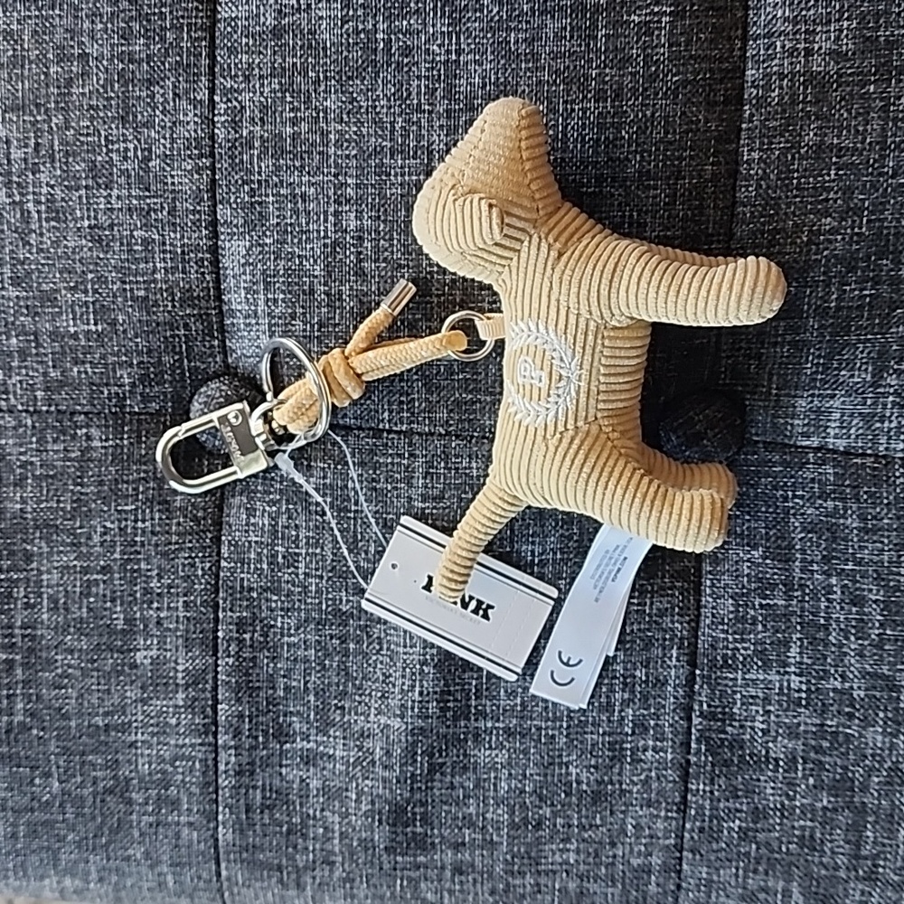 PINK Plush Dog Keychain - Beige